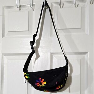 Claire's Black Rainbow Flower Fanny Pack